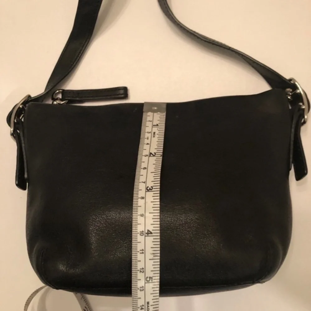 Coach black leather mini tote bag